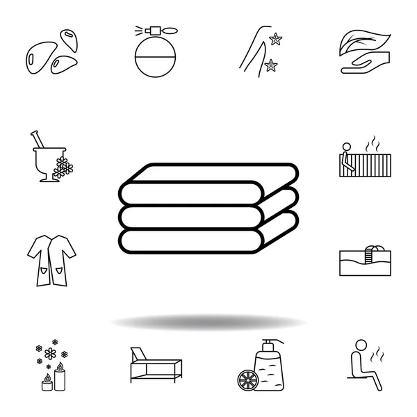 Spa handdoeken, ontspannings overzicht icoon. Gedetailleerde set van Spa en relax illustraties icoon. Kan worden gebruikt voor het web, logo, mobiele app, ui, UX — Stockvector