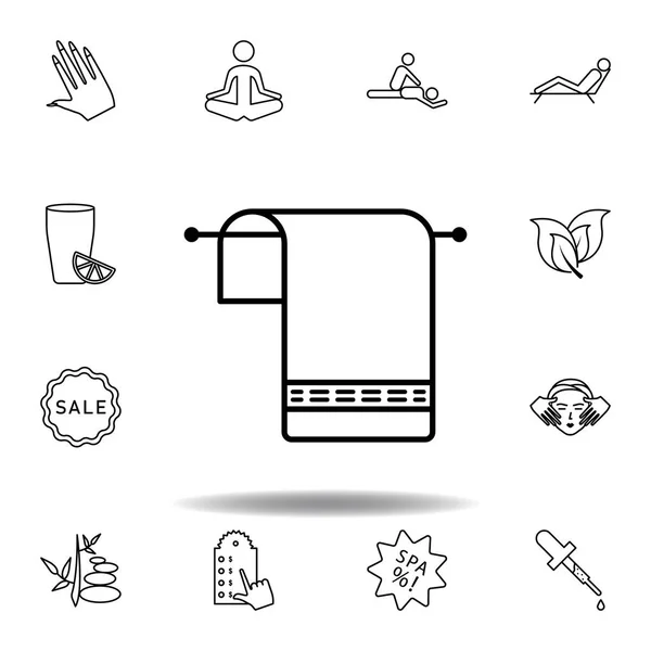 Ikony zarysu ręczników. Szczegółowy zestaw spa i relaks ikona ilustracji. Może być używany do Internetu, logo, aplikacja mobilna, UI, UX — Wektor stockowy