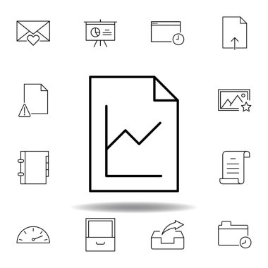 belge sayfası istatistik anahat simgesi. Unigrid multimedya çizimler ikonlarının ayrıntılı kümesi. Web, logo, mobil uygulama, Ui, Ux için kullanılabilir