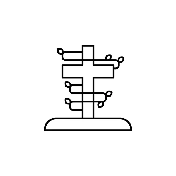 Křížek, smrt a vážná obrysová ikona. podrobný soubor ikon smrti. lze použít pro web, logo, mobilní aplikace, UI, UX — Stockový vektor
