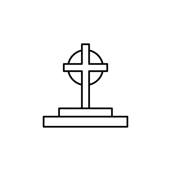 Tomba, croce, icona del profilo della morte. dettagliate serie di illustrazioni della morte icone. può essere utilizzato per web, logo, app mobile, UI, UX — Vettoriale Stock