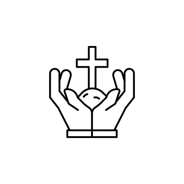 Křížek, ruce a pozemní obrysy. podrobný soubor ikon smrti. lze použít pro web, logo, mobilní aplikace, UI, UX — Stockový vektor