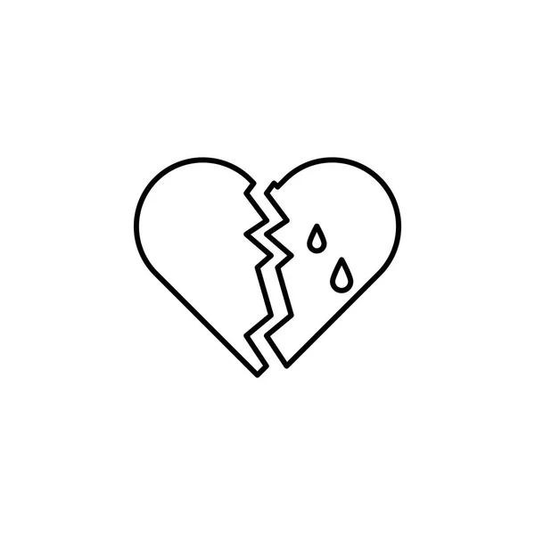 Coeur brisé, icône de contour de la mort. ensemble détaillé d'icônes d'illustrations de la mort. peut être utilisé pour le web, logo, application mobile, UI, UX — Image vectorielle