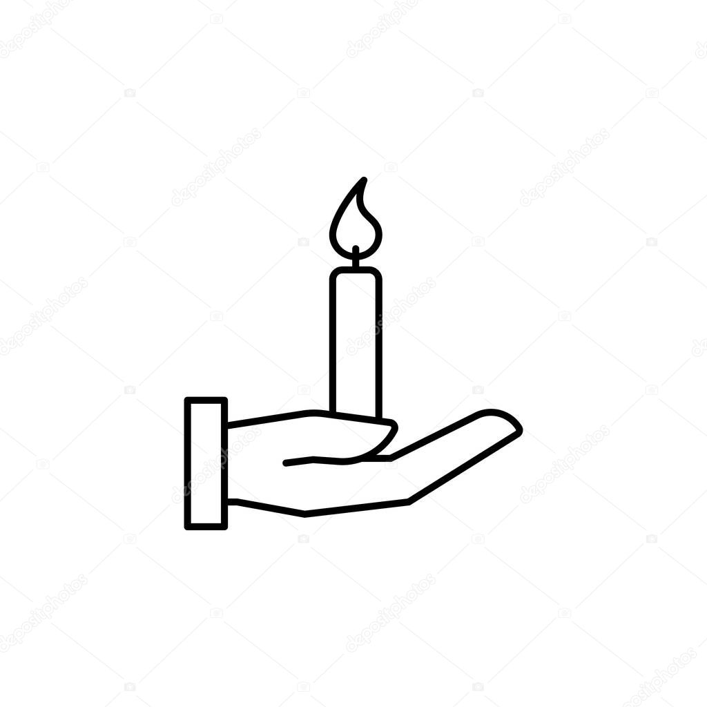 hand, candle, death outline icon. detailed set of death illustrations icons. can be used for web, logo, mobile app, UI, UX