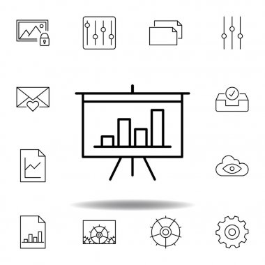 analitik grafik panosu anahat simgesi. Unigrid multimedya çizimler ikonlarının ayrıntılı kümesi. Web, logo, mobil uygulama, Ui, Ux için kullanılabilir