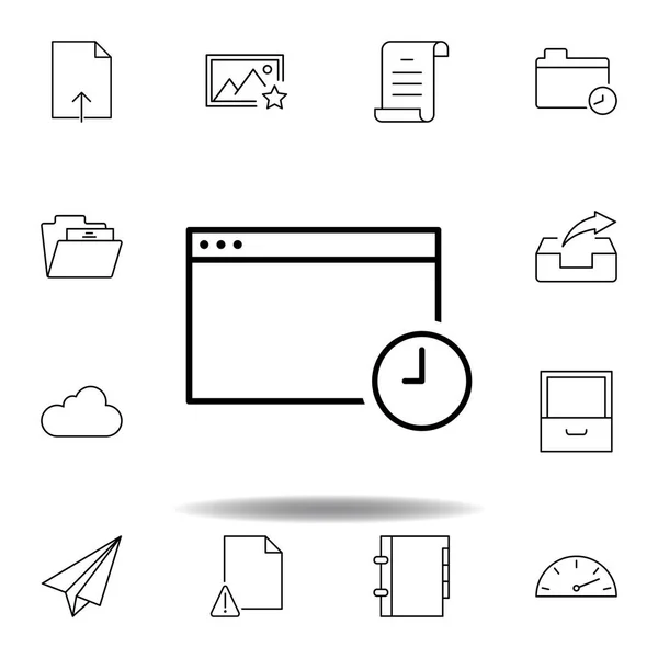App date time window outline icon. Detailed set of unigrid multimedia illustrations icons. Can be used for web, logo, mobile app, UI, UX — Stock Vector