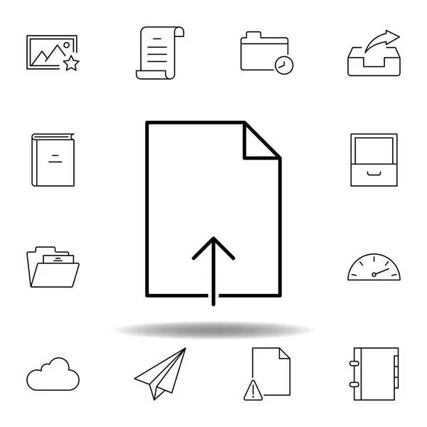 Documento importación subir esquema icono. Conjunto detallado de iconos de ilustraciones multimedia unigrid. Puede ser utilizado para web, logotipo, aplicación móvil, interfaz de usuario, UX — Vector de stock