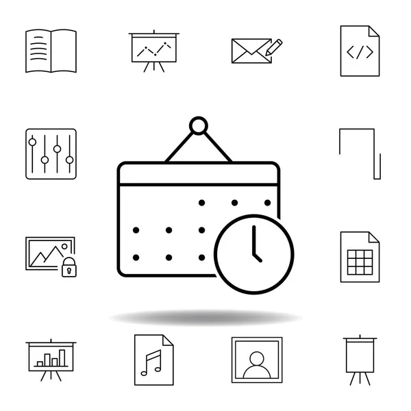 Calendar date clock outline icon. Detailed set of unigrid multimedia illustrations icons. Can be used for web, logo, mobile app, UI, UX — Stock Vector