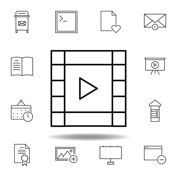 Film video strip outline icon. Detailed set of unigrid multimedia illustrations icons. Can be used for web, logo, mobile app, UI, UX — Stock Vector