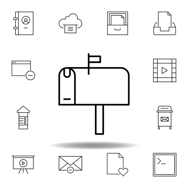 Box email postbox outline icon. Detailed set of unigrid multimedia illustrations icons. Can be used for web, logo, mobile app, UI, UX — Stock Vector