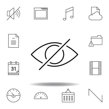 göz gizleme anahat simgesini devre dışı kılabilir. Unigrid multimedya çizimler ikonlarının ayrıntılı kümesi. Web, logo, mobil uygulama, Ui, Ux için kullanılabilir