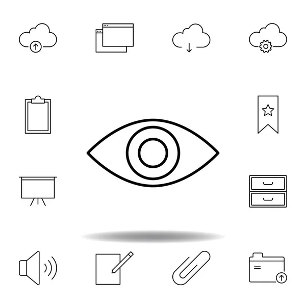 Pictogram Eye View outline. Gedetailleerde set van Unigrid multimedia illustraties iconen. Kan worden gebruikt voor web, logo, mobiele app, ui, UX — Stockvector