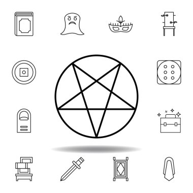 sihirli pentagram anahat simgesi. sihirli illüstrasyon çizgi simgesinin öğeleri. işaretleri, semboller web, logo, mobil uygulama, Ui, Ux için kullanılabilir
