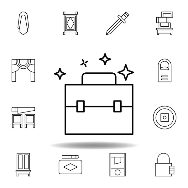 Magiczna walizka ikona konturu. elementów ikony linii magii ilustracji. znaki, symbole mogą być używane do Internetu, logo, aplikacja mobilna, UI, UX — Wektor stockowy