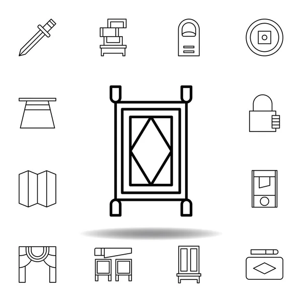 Icona tappeto magico contorno. elementi di illustrazione magica icona linea. segni, simboli possono essere utilizzati per il web, logo, app mobile, UI, UX — Vettoriale Stock