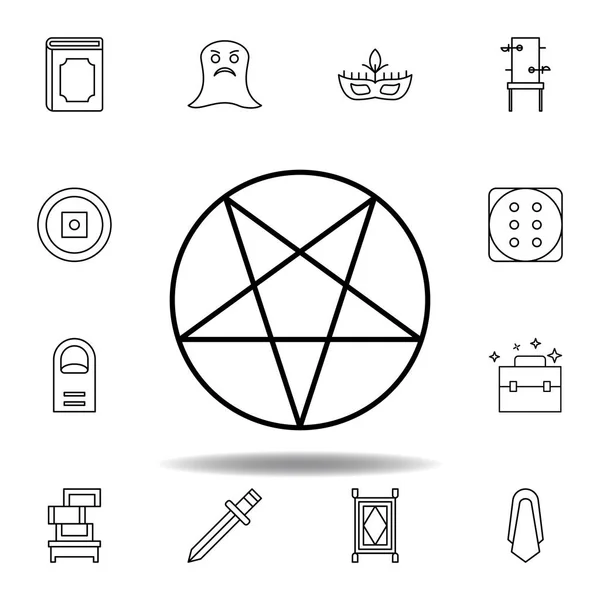 Mágikus Pentagram vázlat ikonra. elemeit mágikus illusztráció vonal ikonra. jeleket, szimbólumokat lehet használni a weben, logó, mobil alkalmazás, UI, UX — Stock Vector