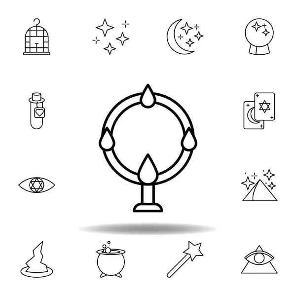 Icona magica contorno acrobatico. elementi di illustrazione magica icona linea. segni, simboli possono essere utilizzati per il web, logo, app mobile, UI, UX — Vettoriale Stock