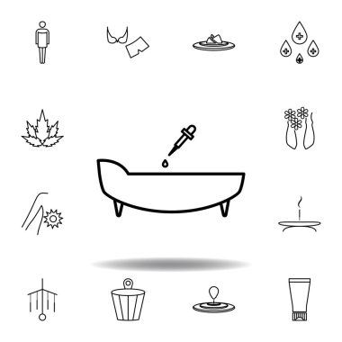 küvet anahat simgesinde yağ damlası. Spa ve rahatillüstrasyonlar simgesi ayrıntılı set. Web, logo, mobil uygulama, Ui, Ux için kullanılabilir