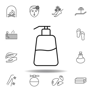 sıvı sabun şişesi anahat simgesi. Spa ve rahatillüstrasyonlar simgesi ayrıntılı set. Web, logo, mobil uygulama, Ui, Ux için kullanılabilir