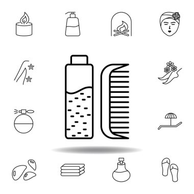 saç tıbbı, tarak anahat simgesi. Spa ve rahatillüstrasyonlar simgesi ayrıntılı set. Web, logo, mobil uygulama, Ui, Ux için kullanılabilir