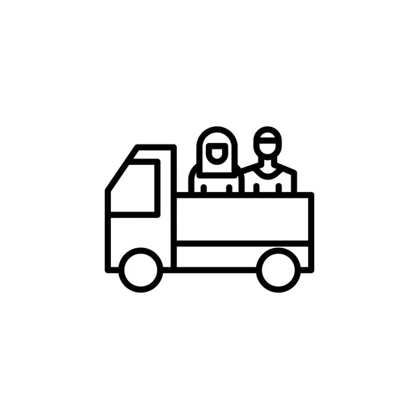 Icono de esquema de migración de camiones. elemento del icono de la ilustración de migración. signos, símbolos se pueden utilizar para la web, logotipo, aplicación móvil, interfaz de usuario, UX — Vector de stock
