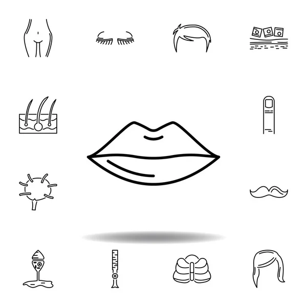 Conjunto de órganos humanos labios contorno icono. Los signos y símbolos se pueden utilizar para la web, logotipo, aplicación móvil, interfaz de usuario, UX — Vector de stock