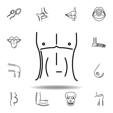 insan organları erkek göğüs anahat simgesi kümesi. İşaretler ve semboller web, logo, mobil uygulama, Ui, Ux için kullanılabilir