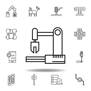 Robotik endüstriyel robot anahat simgesi. robotik illüstrasyon simgeleri kümesi. işaretleri, semboller web, logo, mobil uygulama, Ui, Ux için kullanılabilir