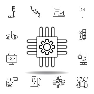 Robotics yonga anahat simgesi. robotik illüstrasyon simgeleri kümesi. işaretleri, semboller web, logo, mobil uygulama, Ui, Ux için kullanılabilir