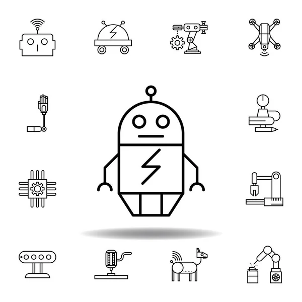 Robótica icono contorno robot. conjunto de iconos de ilustración robótica. signos, símbolos se pueden utilizar para la web, logotipo, aplicación móvil, interfaz de usuario, UX — Archivo Imágenes Vectoriales