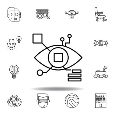 Robotik siber anahat simgesi. robotik illüstrasyon simgeleri kümesi. işaretleri, semboller web, logo, mobil uygulama, Ui, Ux için kullanılabilir