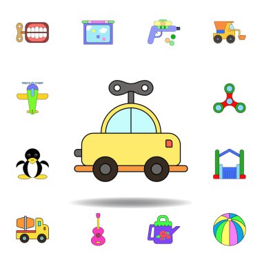 karikatür araba oyuncak renkli simgesi. çocuk oyuncakillüstrasyon simgeleri kümesi. işaretleri, semboller web, logo, mobil uygulama, Ui, Ux için kullanılabilir