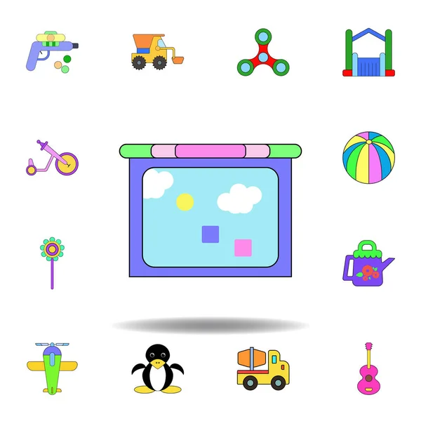 Tableta de dibujos animados niños juguete icono de color. conjunto de niños juguetes iconos ilustración. signos, símbolos se pueden utilizar para la web, logotipo, aplicación móvil, interfaz de usuario, UX — Vector de stock