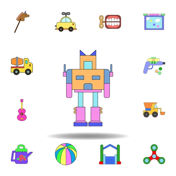 Zabawka robota kreskówki kolorowy ikona. zestaw ikon ilustracji zabawek dla dzieci. znaki, symbole mogą być używane do Internetu, logo, aplikacja mobilna, UI, UX — Wektor stockowy