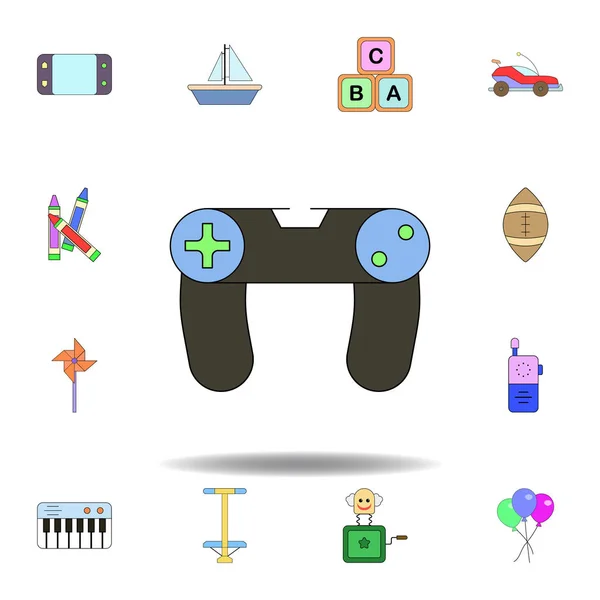 Zabawka kreskówki zabawki kolorowy ikona. zestaw ikon ilustracji zabawek dla dzieci. znaki, symbole mogą być używane do Internetu, logo, aplikacja mobilna, UI, UX — Wektor stockowy