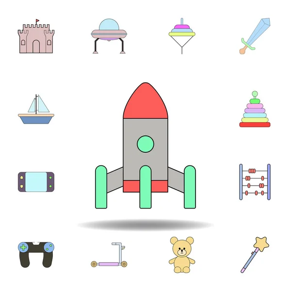 cartoon rocket toy colored icon. set of children toys illustration icons. signs, symbols can be used for web, logo, mobile app, UI, UX