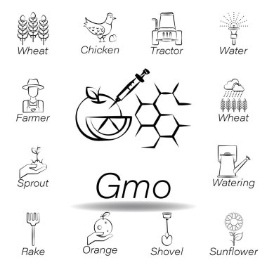 GDO el çizmek simgesi. Tarım illüstrasyon simgeleri unsuru. İşaretler ve semboller Web, logo, mobil uygulama, ui, UX için kullanılabilir