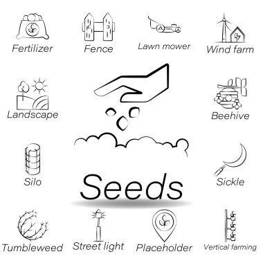 tohum el çizmek simgesi. Tarım illüstrasyon simgeleri unsuru. İşaretler ve semboller Web, logo, mobil uygulama, ui, UX için kullanılabilir