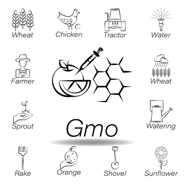 GDO el çizmek simgesi. Tarım illüstrasyon simgeleri unsuru. İşaretler ve semboller Web, logo, mobil uygulama, ui, UX için kullanılabilir