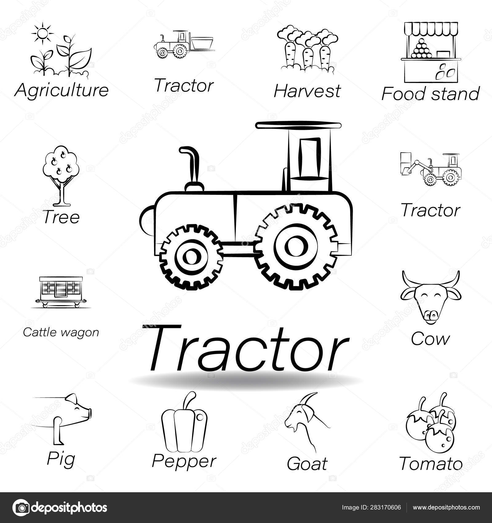 Tractor hand draw icon. Element of farming illustration icons. Signs and  symbols can be used for web, logo, mobile app, UI, UX Stock Vector by  ©fidaneagle@gmail.com 283170606, image size:1600x1700