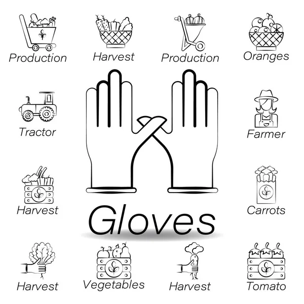 Handschuhe Hand zeichnen Symbol. Element der landwirtschaftlichen Illustrationssymbole. Zeichen und Symbole können für Web, Logo, mobile App, ui, ux verwendet werden — Stockvektor