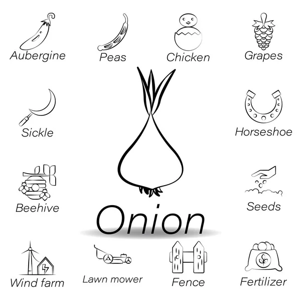 Zwiebel Hand zeichnen Symbol. Element der landwirtschaftlichen Illustrationssymbole. Zeichen und Symbole können für Web, Logo, mobile App, ui, ux verwendet werden — Stockvektor
