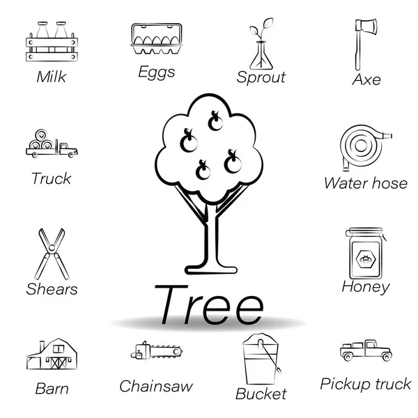 Ikonu kreslení stromu rukou. Prvek chovu ilustrační ikony. Značky a symboly mohou být použity pro web, logo, mobilní aplikace, UI, UX — Stockový vektor