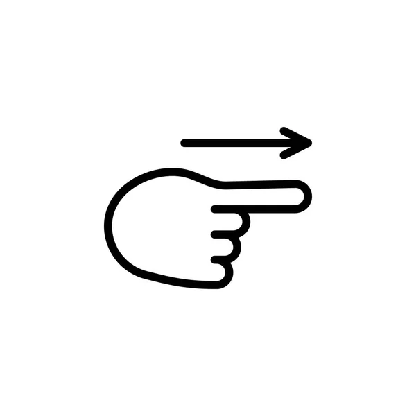 Hand zeigen rechte Geste Umrisssymbol. Element der Handgesten Illustration Symbol. Zeichen, Symbole können für Web, Logo, mobile App, ui, ux verwendet werden — Stockvektor