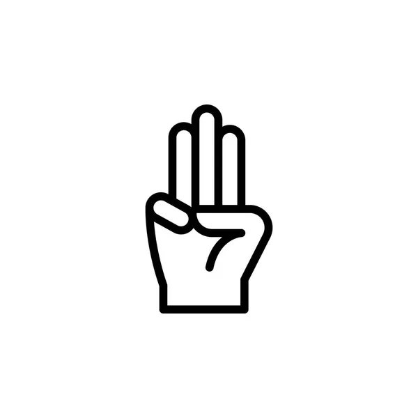 El 3 parmak jest anahat simgesi. El hareketi illüstrasyon simgesiöğesi. işaretleri, semboller web, logo, mobil uygulama, Ui, Ux için kullanılabilir — Stok Vektör