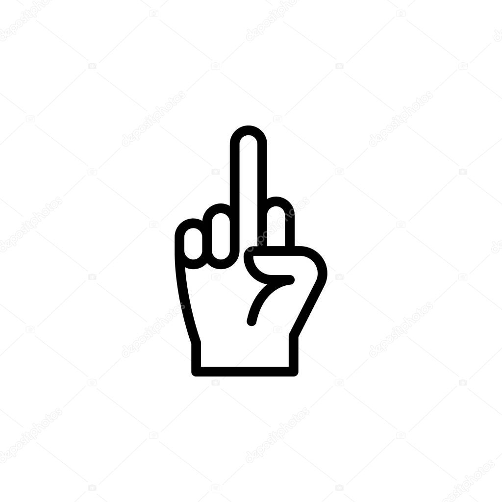 Hand middle finger gesture outline icon. Element of hand gesture illustration icon. signs, symbols can be used for web, logo, mobile app, UI, UX