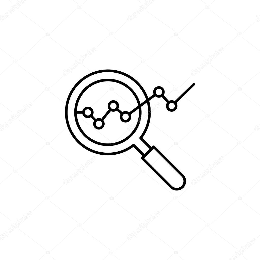 Analysis magnifying glass outline icon. Element of finance illustration icon. signs, symbols can be used for web, logo, mobile app, UI, UX