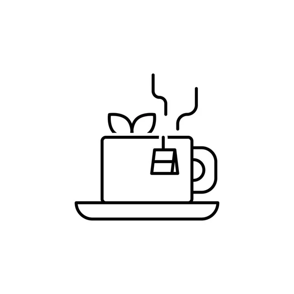 Icono del esquema del té. Elementos de dieta y nutrición icono ilustración. Signos e icono de colección de símbolos para sitios web, diseño web, aplicación móvil, interfaz de usuario, UX — Vector de stock