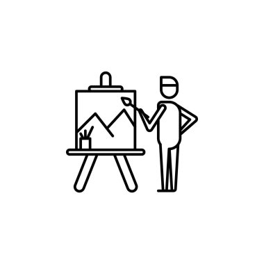 ressam anahat simgesi. Yaşam tarzı illüstrasyon simgesinin öğesi. Üstün kaliteli grafik tasarım. Web siteleri, web tasarımı, mobil uygulama, Ui, Ux için işaretler ve sembol toplama simgesi