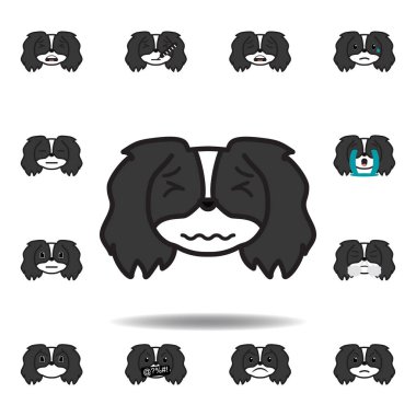 Pekingese emoji çok renkli simgesini vurguladı. Pekingese emoji illüstrasyon simgeleri seti. İşaretler, semboller Web, logo, mobil uygulama, ui, UX için kullanılabilir